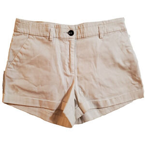 Forever 21 Womens Chino Shorts Size S White Cuffed Stretch Mid Rise